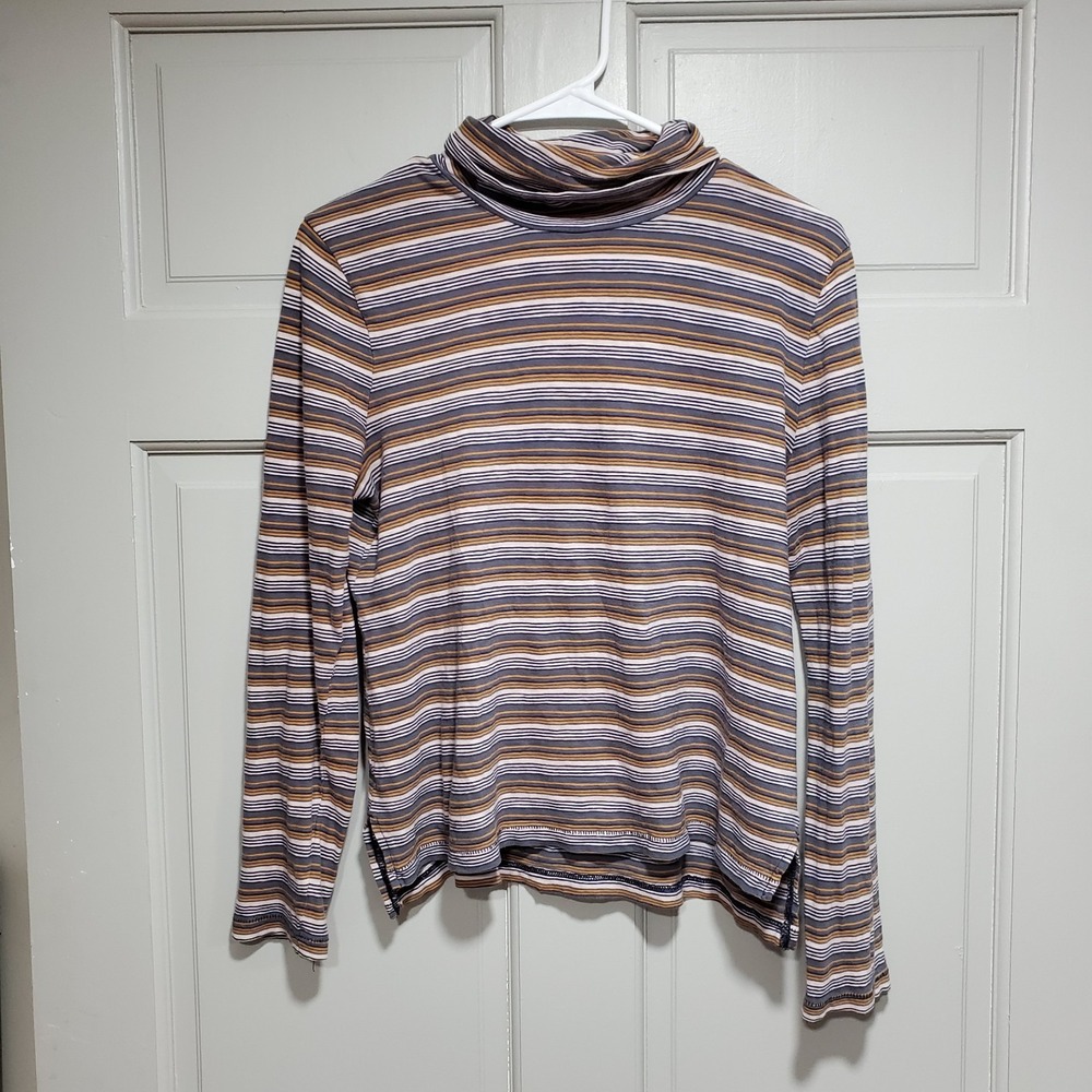 Madewell Striped Turtleneck Top Womens Size Medium Grunge Earthy Dark Academia